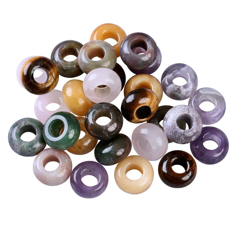 1995 30pcs Crystal Stone Large Hole Beads for Jewelry Making Macrame Beads